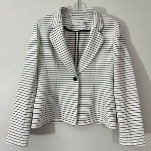 70. Calvin Klein Women's Striped Blazer in Black and White (as is)